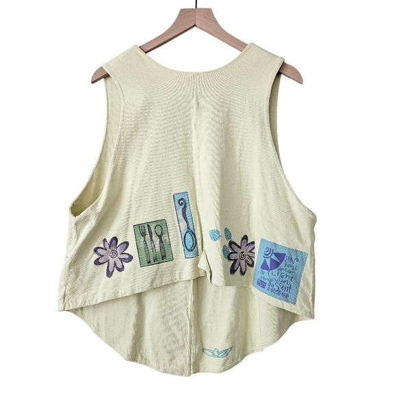 Blue Fish Butter Yellow Kitchen Utensil Button Front Vest - Picture 3 of 14